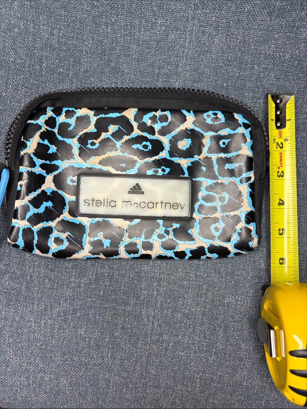 adidas by Stella McCartney Leopard Pattern Big Wallet Pouch Blue Black - Picture 10 of 11